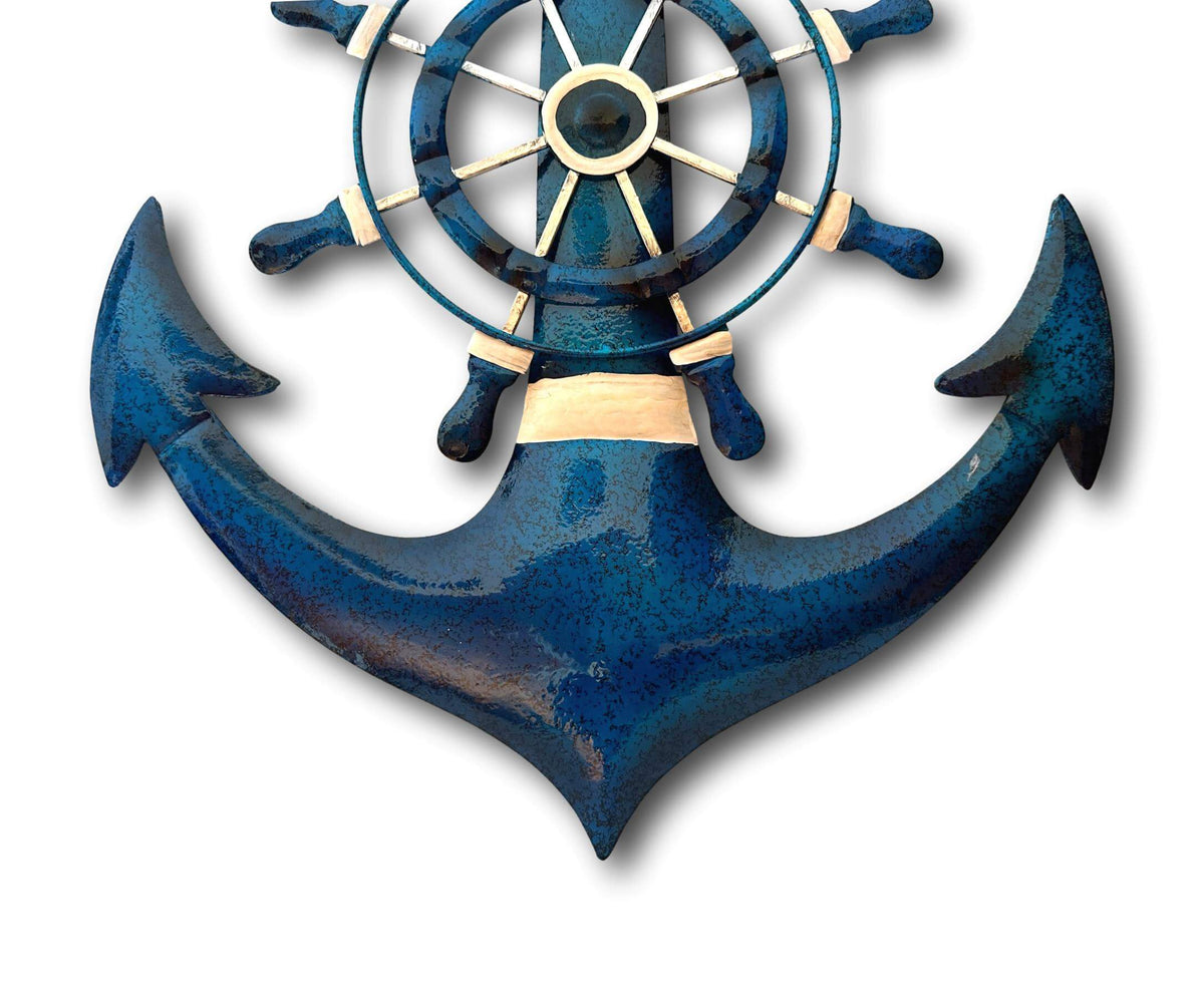 Nautical Ships Anchor &amp; Helm Wall Art - Handmade Metal Art ⚓️