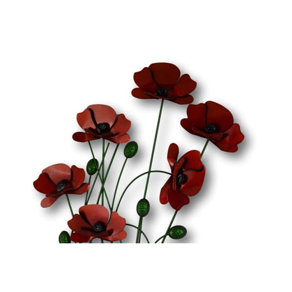 A$79 - POPPY FLORAL METAL WALL ART - HANGING PLAQUE OF POPPIES FLOWERS 0.49KG (1) ISLAND BUDDHA