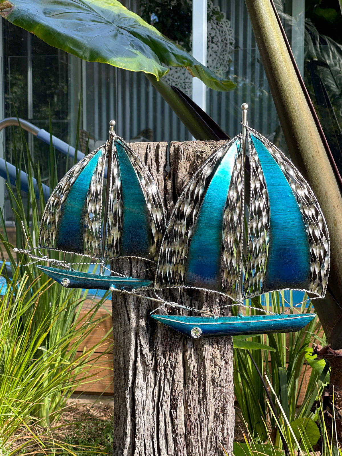 Blue Sailing Boats Navigating - Handmade Metal Art ⛵️