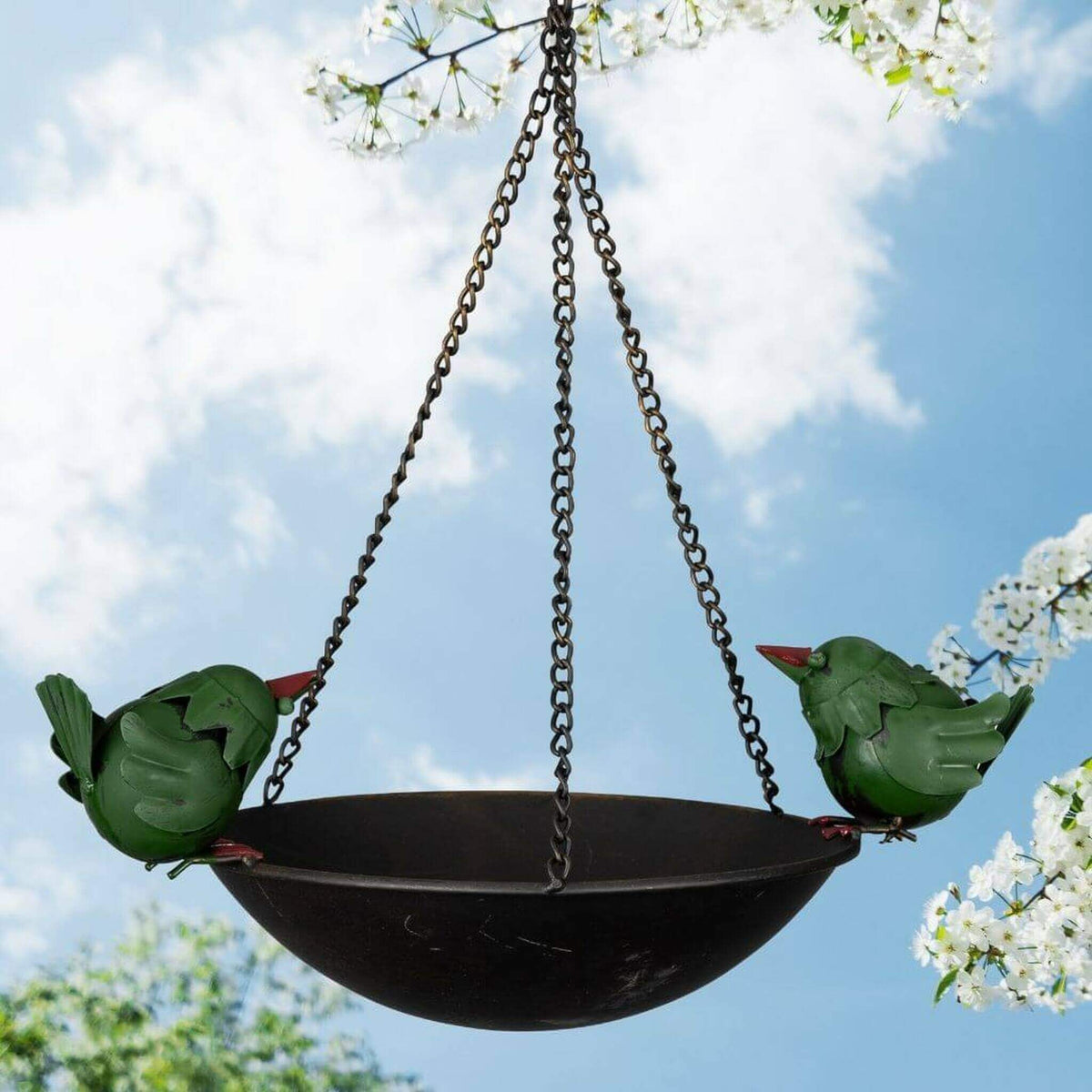 HANGING BIRD FEEDER WITH TWO ORNAMENTAL BIRDS - HANDMADE METAL ART 🦜 + SINGING BOWLS AND MEDITATION