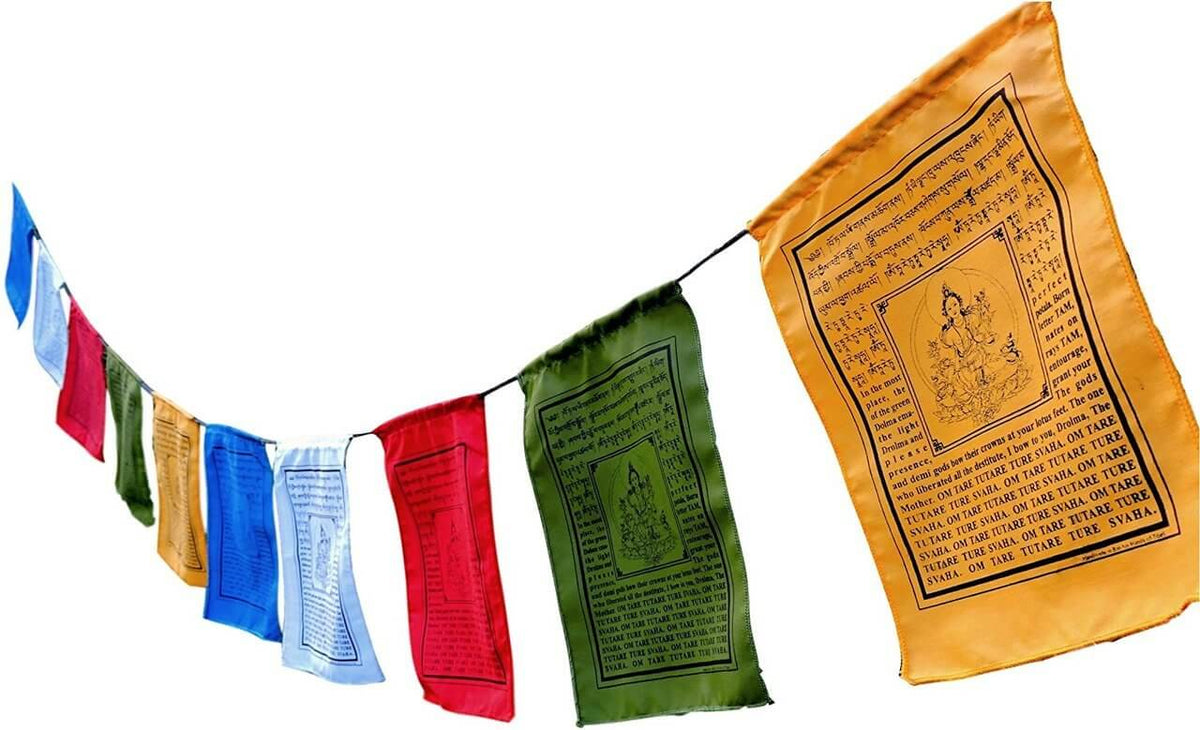 NEPALESE TIBETAN BUDDHIST PRAYER FLAGS - HANDMADE IN NEPAL🇳🇵SMALL MEDIUM LARGE + SINGING BOWLS AND MEDITATION