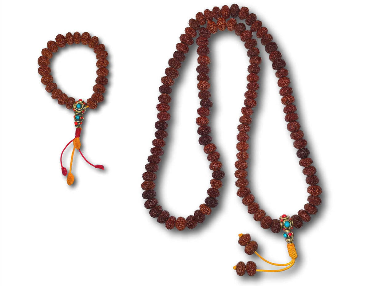Genuine Rudraksha Mala 108 Beads 5 &amp; 8 Faces/ Mukhi- Handmade In Nepal 🇳🇵