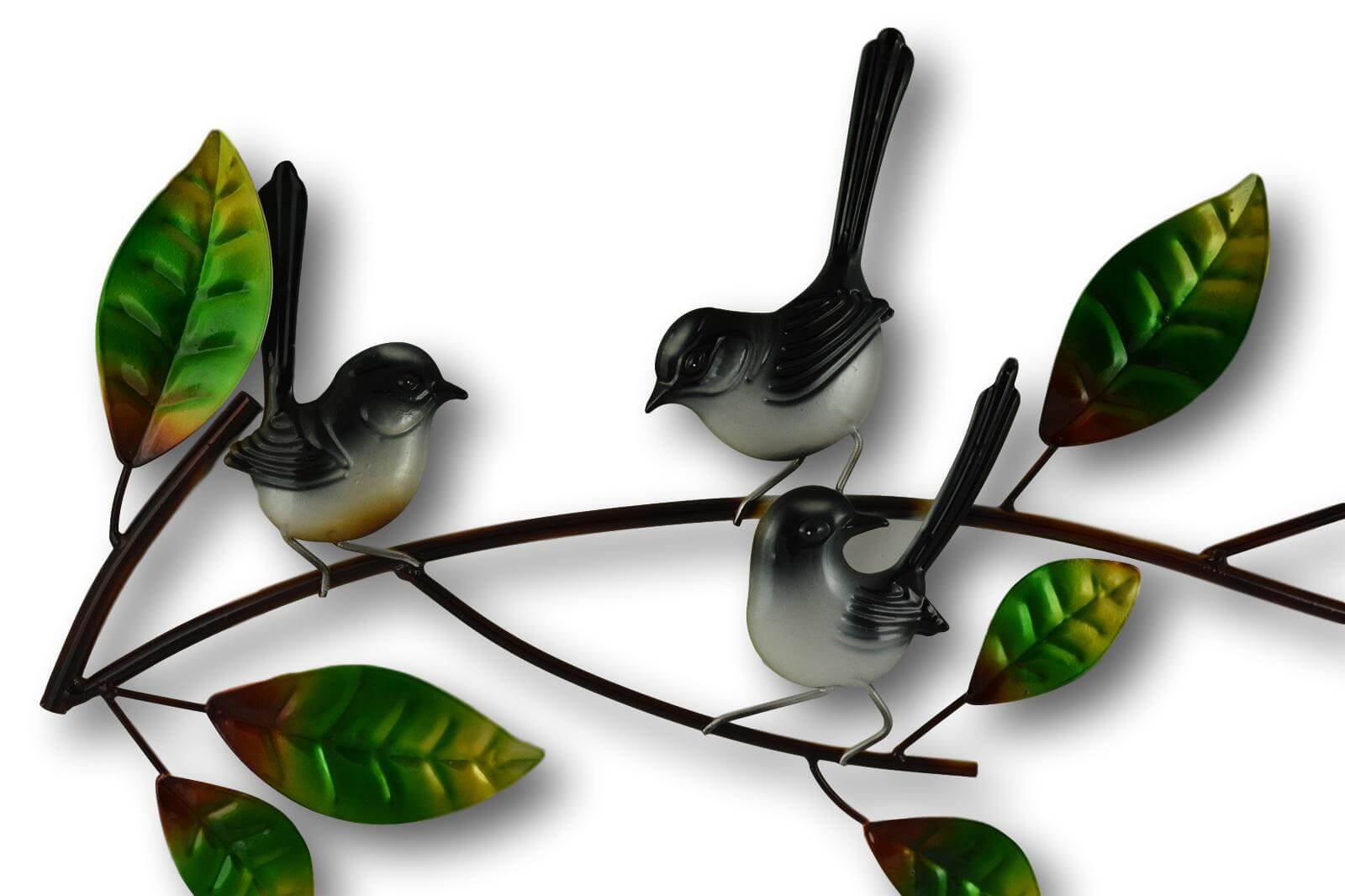 WILLIE WAGTAILS ON A BRANCH WALL ART - HANDMADE METAL ART + SINGING BOWLS AND MEDITATION