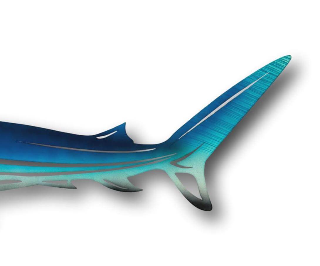 Blue Mako Shark Laser Cut Wall Art - Handmade Metal Art 🦈