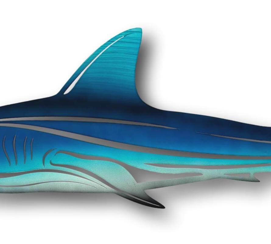 Blue Mako Shark Laser Cut Wall Art - Handmade Metal Art 🦈