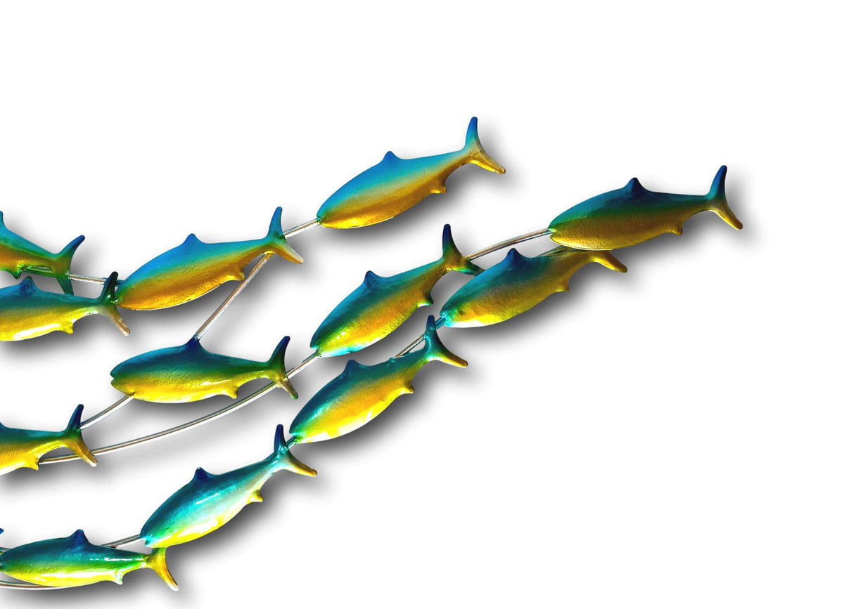 Large Under The Sea Shiny School Of Fish Wall Art - Handmade Metal Art 🐟