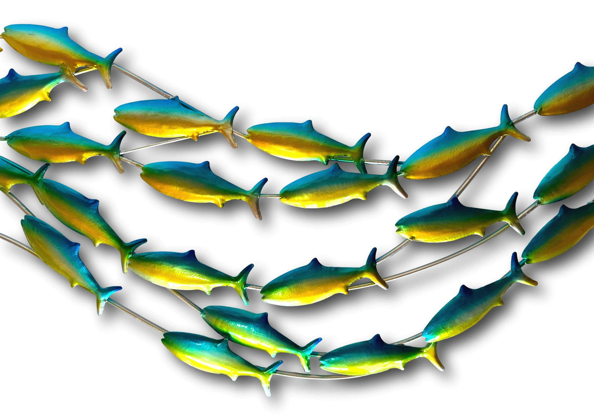 Large Under The Sea Shiny School Of Fish Wall Art - Handmade Metal Art 🐟