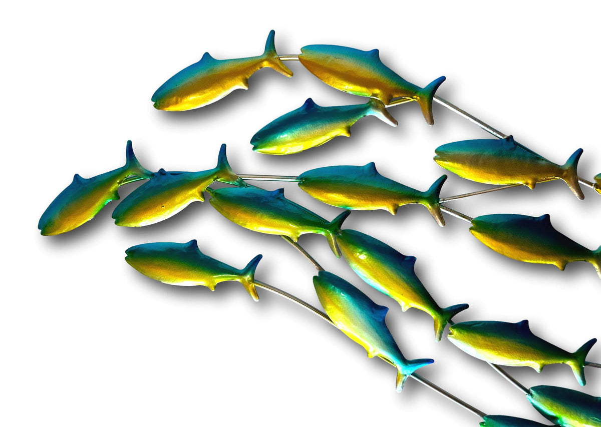 Large Under The Sea Shiny School Of Fish Wall Art - Handmade Metal Art 🐟