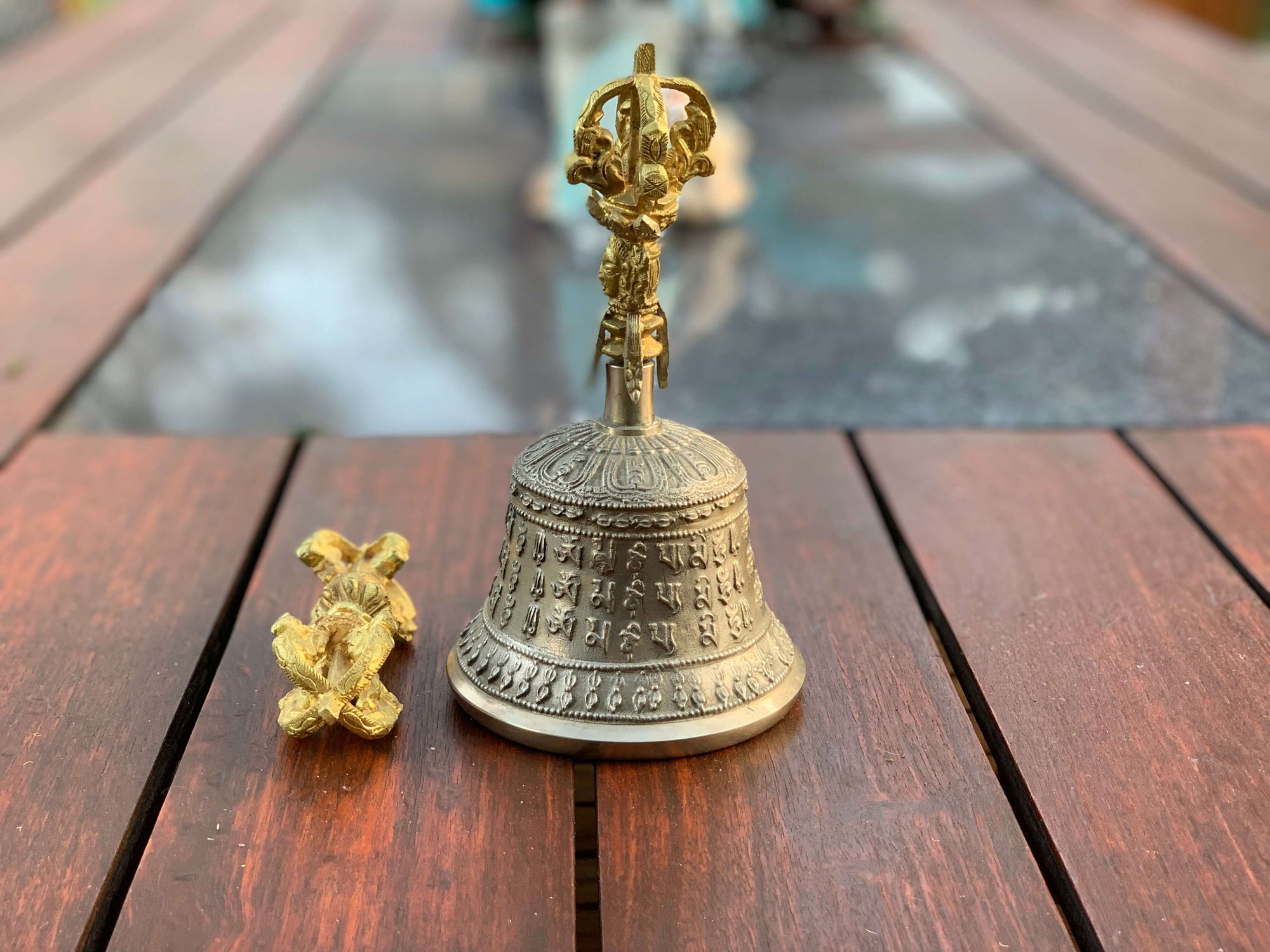 A$129 - BRASS BELL & DORJE SET - HAND MADE IN NEPAL 🇳🇵 0.86KG (1) ISLAND BUDDHA