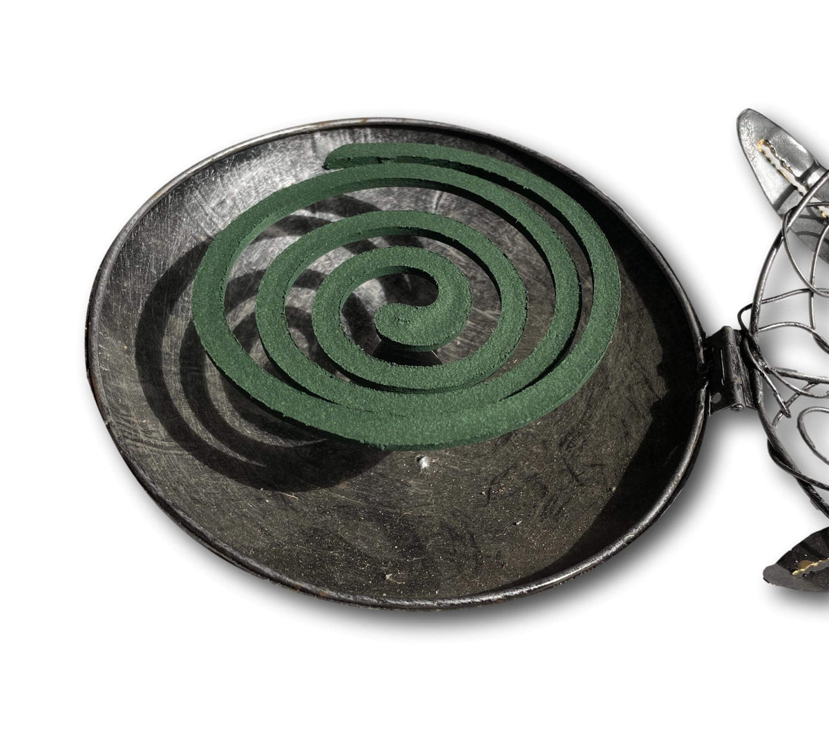 DUCK MOSQUITO COIL HOLDER IN SILVER &amp; WHITE - HANDMADE BALI METAL ART + SINGING BOWLS AND MEDITATION