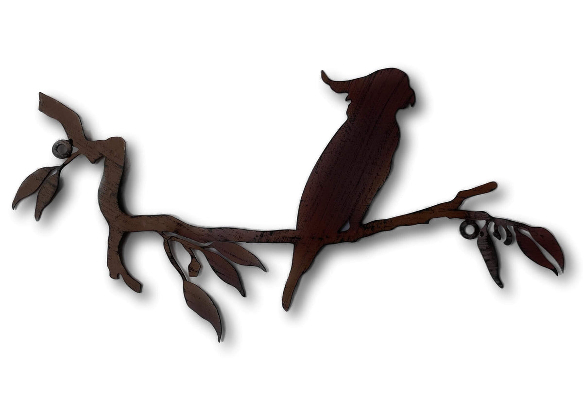 COCKATOO SILHOUETTE WALL ART - LASER CUT METAL ART + SINGING BOWLS AND MEDITATION