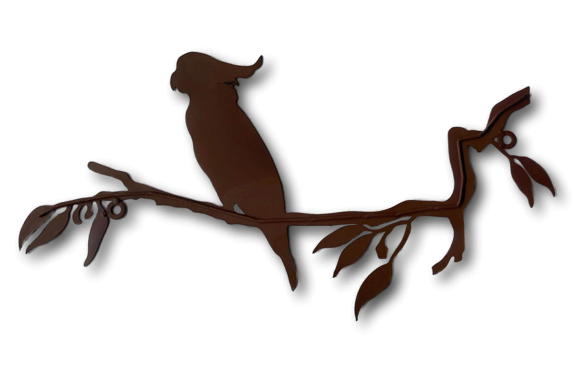 COCKATOO SILHOUETTE WALL ART - LASER CUT METAL ART + SINGING BOWLS AND MEDITATION