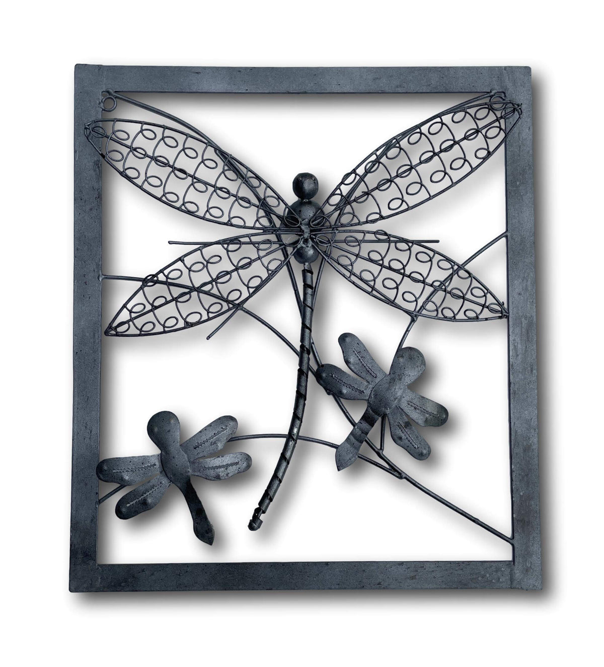 Dragonfly In A Frame - Handmade Bali Metal Wall Art