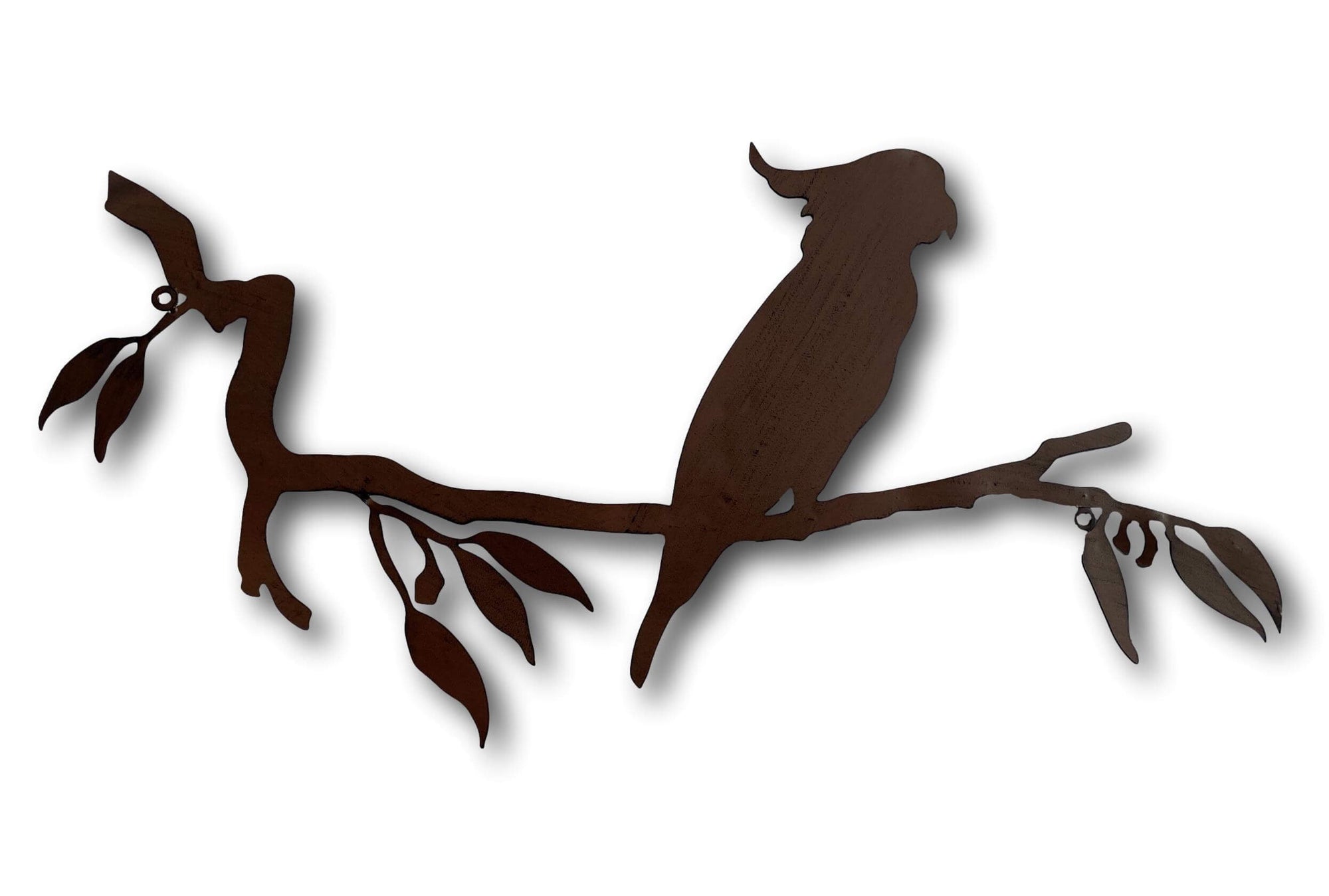 LARGE COCKATOO SILHOUETTE WALL ART - LASER CUT METAL ART + SINGING BOWLS AND MEDITATION