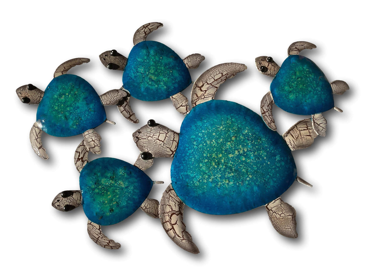 Tranquil Turtles Ocean Wall Art Decoration - Handmade Metal Art