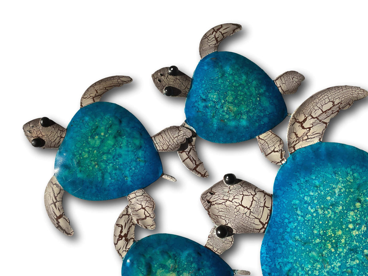 Tranquil Turtles Ocean Wall Art Decoration - Handmade Metal Art