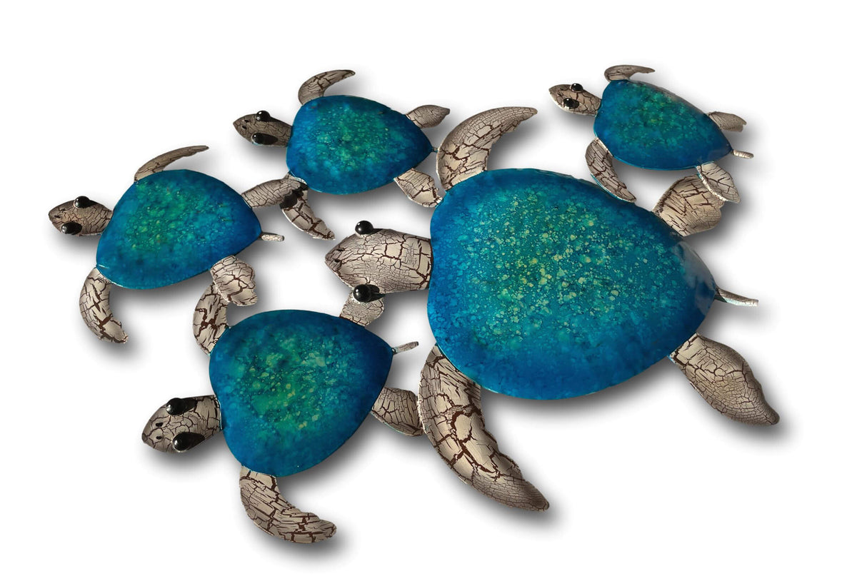 Tranquil Turtles Ocean Wall Art Decoration - Handmade Metal Art