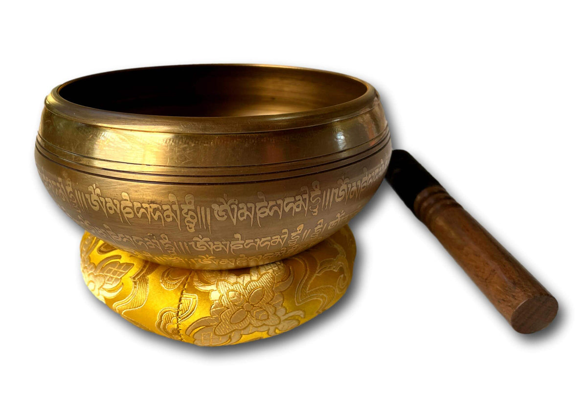 GOLD &amp; BRONZE GENUINE NEPALESE BUDDHA SINGING BOWL - MADE IN NEPAL (B2 &amp; F4) + SINGING BOWLS AND MEDITATION