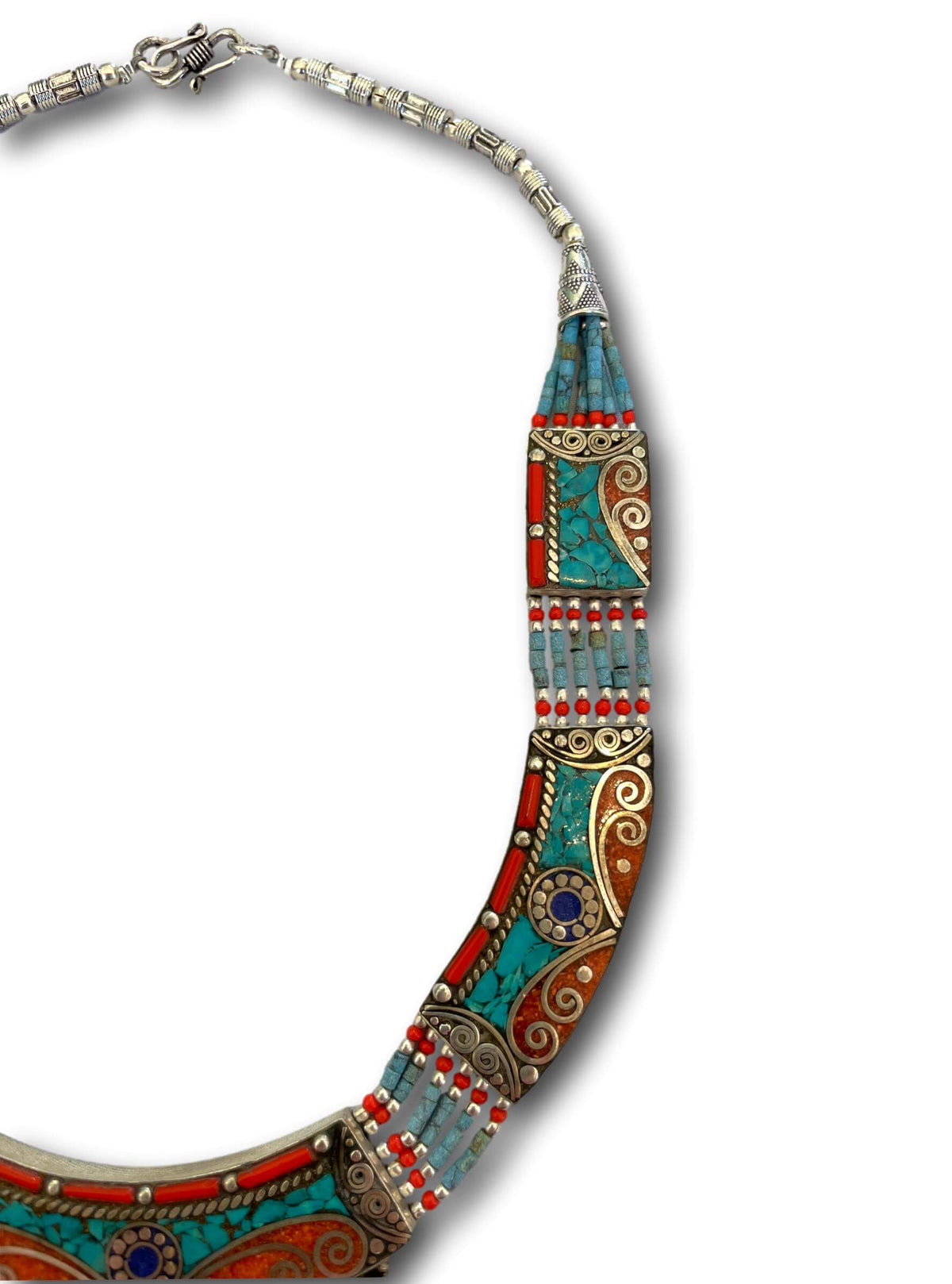 Nepalese Stone, Turquoise &amp; Gems Tibetan Nepalese Tribal Style Boho Necklace - Handmade &amp; Crafted