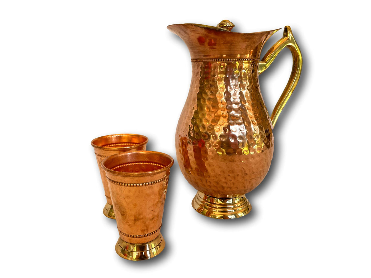 1.5L AYURVEDIC PURE COPPER WATER JUG SET - TRADITIONALLY HANDMADE IN NEPAL 🇳🇵 + SINGING BOWLS AND MEDITATION