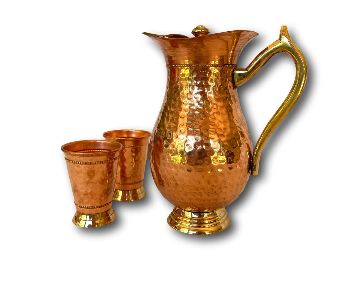 1.5L AYURVEDIC PURE COPPER WATER JUG SET - TRADITIONALLY HANDMADE IN NEPAL 🇳🇵 + SINGING BOWLS AND MEDITATION