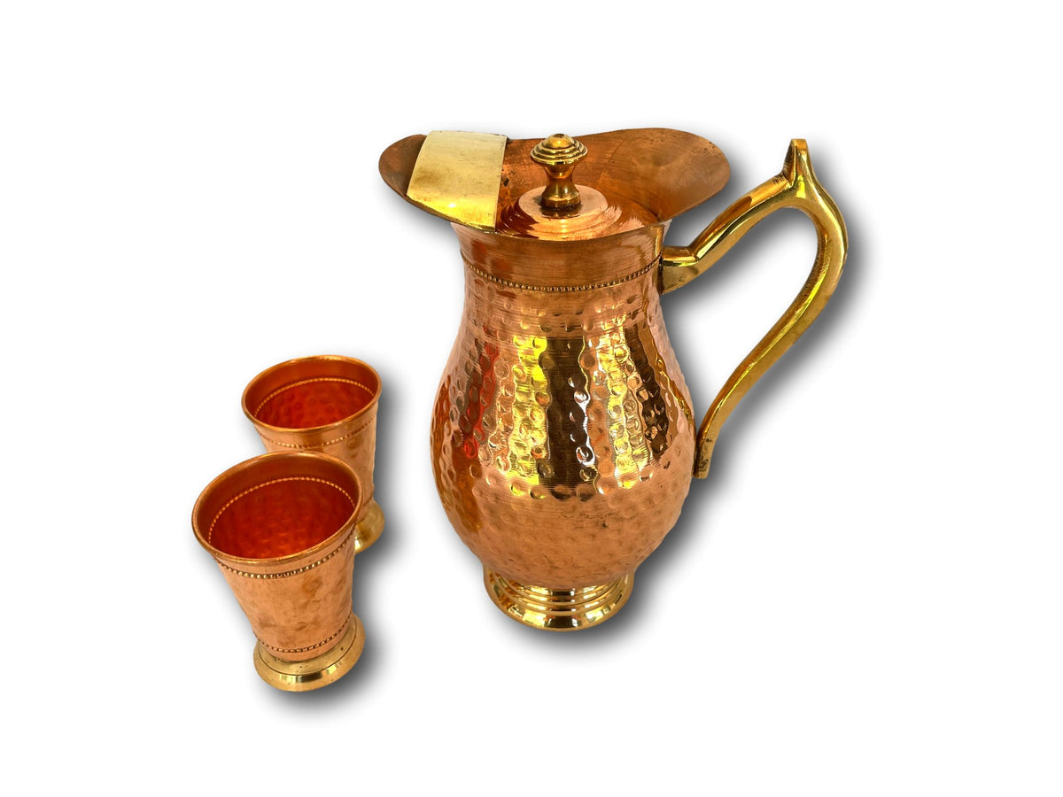 1.5L AYURVEDIC PURE COPPER WATER JUG SET - TRADITIONALLY HANDMADE IN NEPAL 🇳🇵 + SINGING BOWLS AND MEDITATION