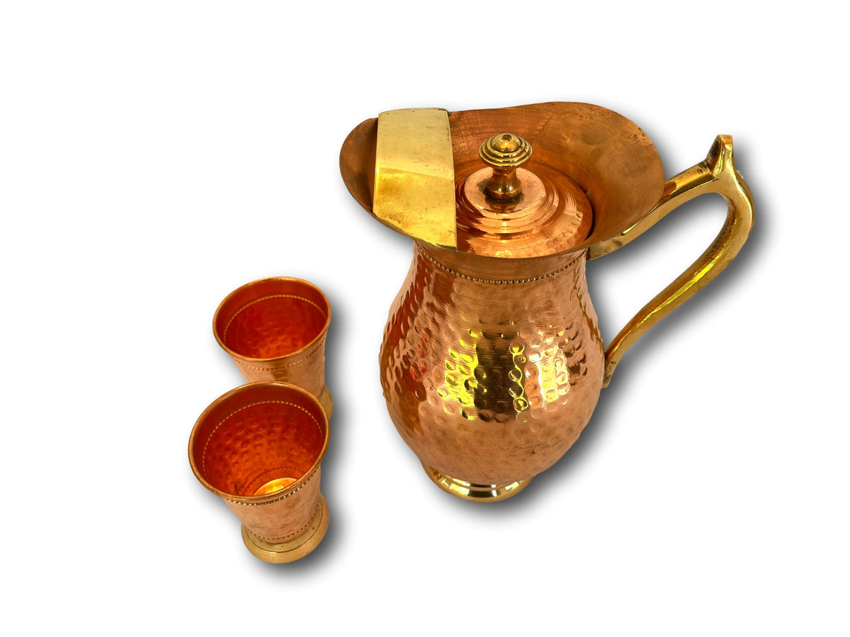 1.5L AYURVEDIC PURE COPPER WATER JUG SET - TRADITIONALLY HANDMADE IN NEPAL 🇳🇵 + SINGING BOWLS AND MEDITATION