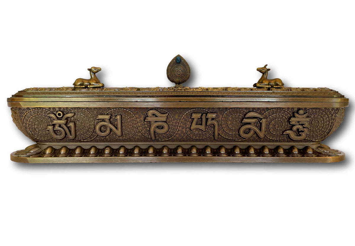 TIBETAN INCENSE BURNER WITH STUPA DEERS &amp; DHARMA - HANDMADE IN NEPAL + SINGING BOWLS AND MEDITATION
