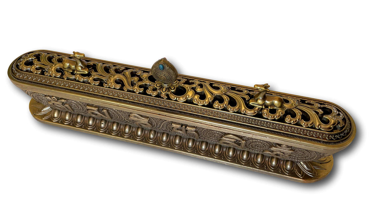 TIBETAN INCENSE BURNER WITH STUPA DEERS &amp; DHARMA - HANDMADE IN NEPAL + SINGING BOWLS AND MEDITATION