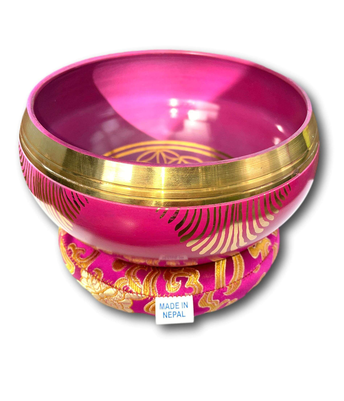 Flower Of Life Pink Genuine Nepalese Singing Bowl - Made In Nepal (F4 Heart ❤️ Chakra) 🕉