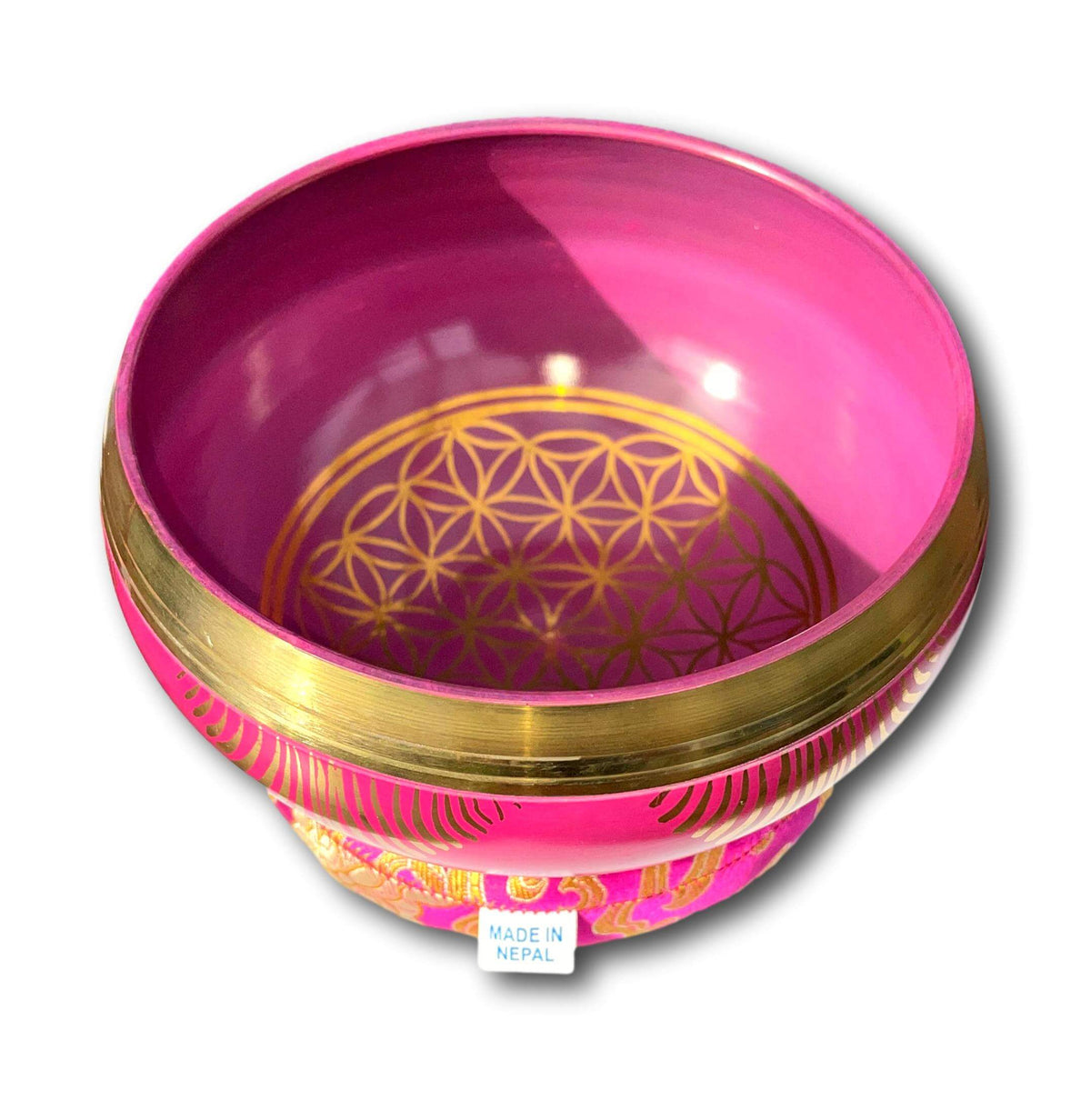 Flower Of Life Pink Genuine Nepalese Singing Bowl - Made In Nepal (F4 Heart ❤️ Chakra) 🕉