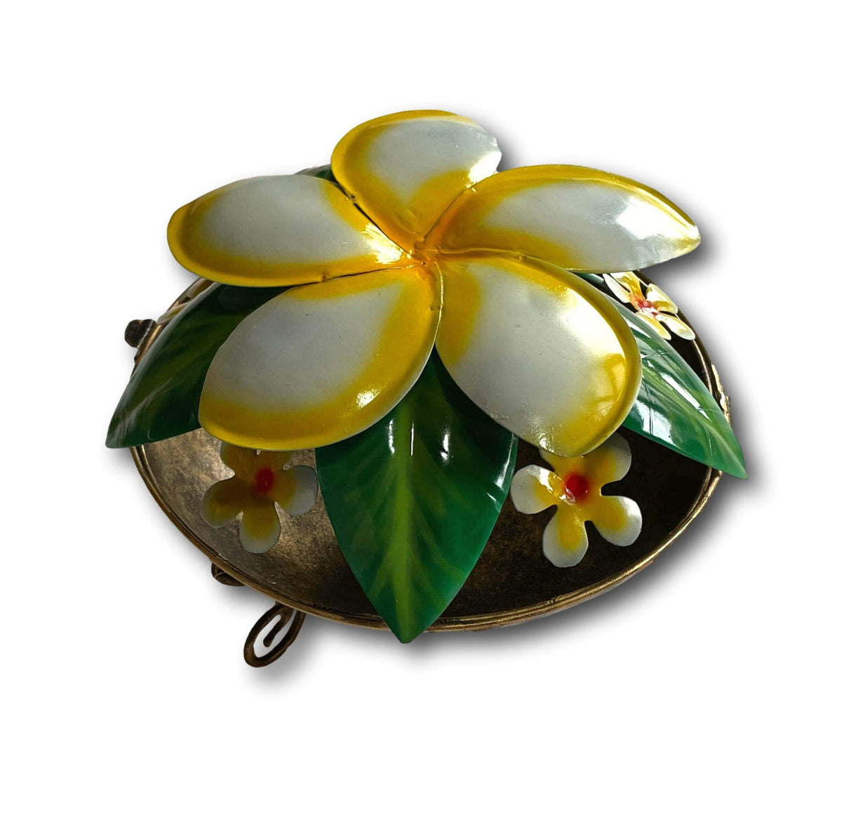 Frangipani Mosquito Coil Holder - Handmade Bali Metal Art