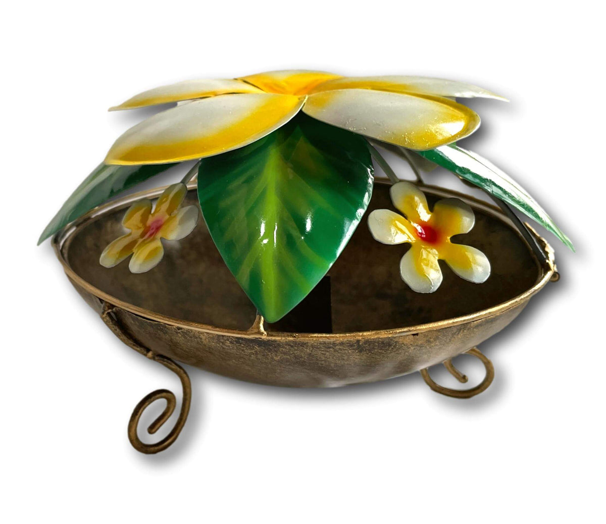 Frangipani Mosquito Coil Holder - Handmade Bali Metal Art