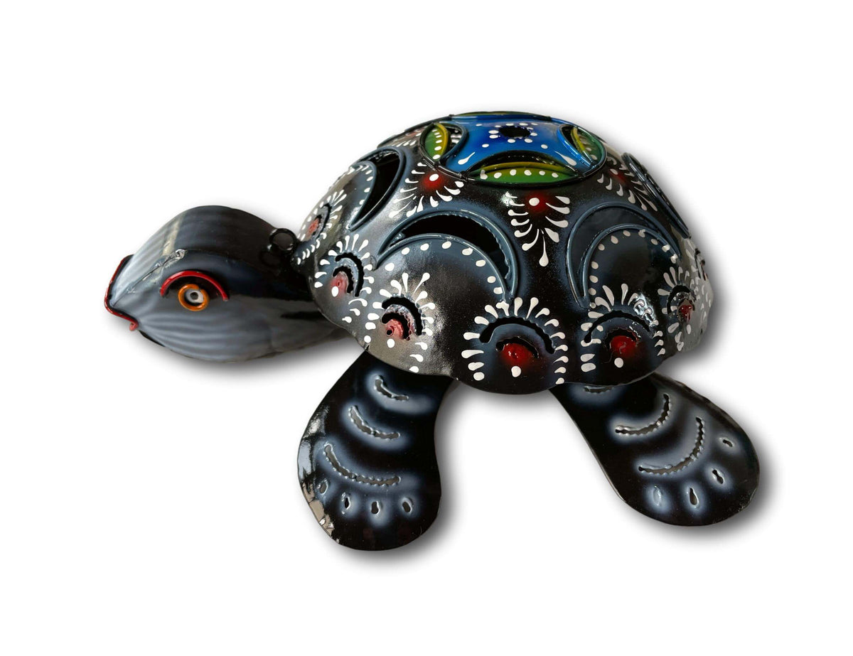 Multicoloured Turtle Mosquito Coil Holder - Handmade Bali Metal Art