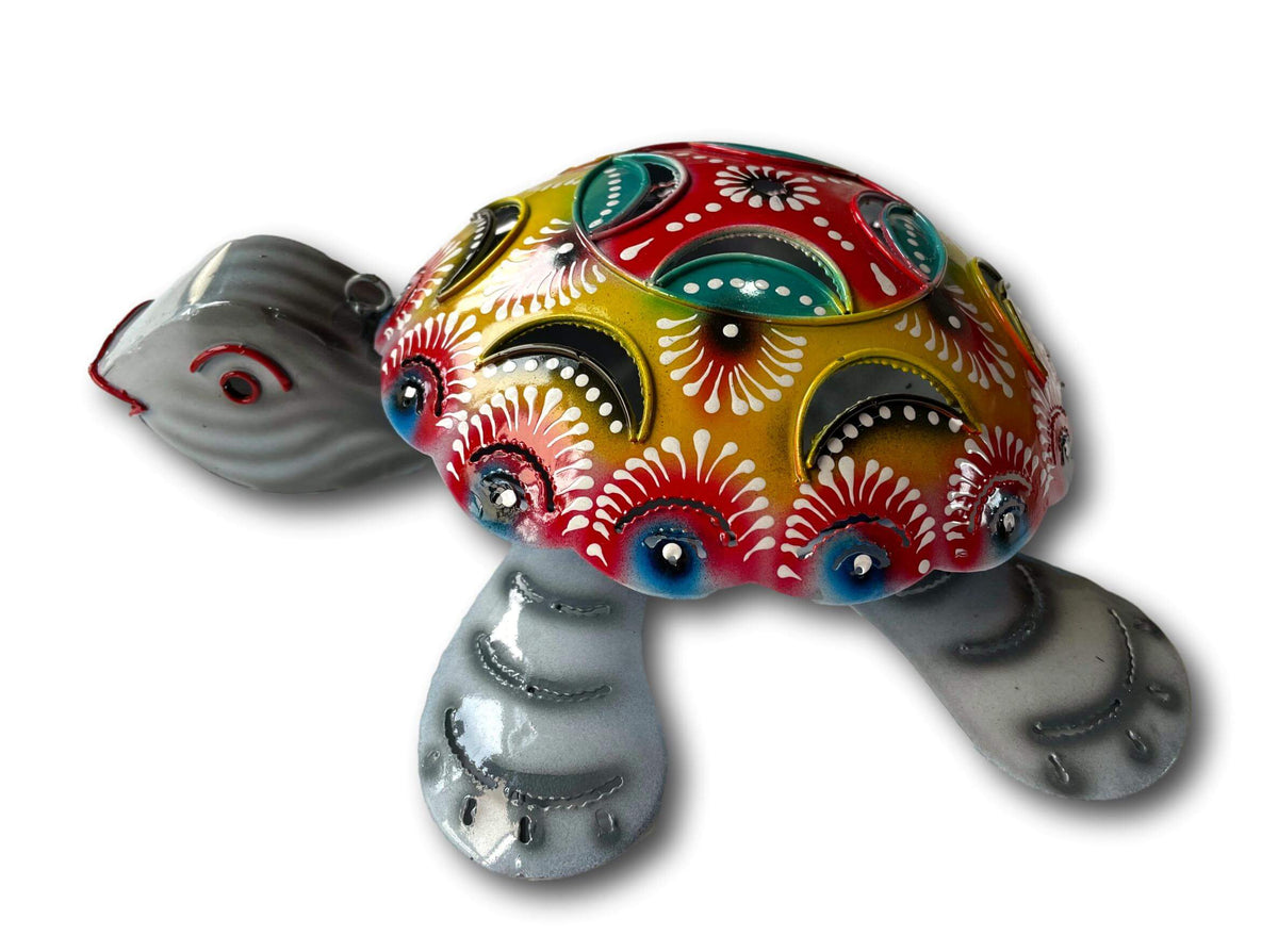 Multicoloured Turtle Mosquito Coil Holder - Handmade Bali Metal Art