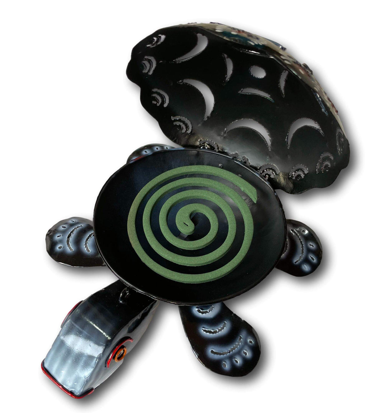 Multicoloured Turtle Mosquito Coil Holder - Handmade Bali Metal Art