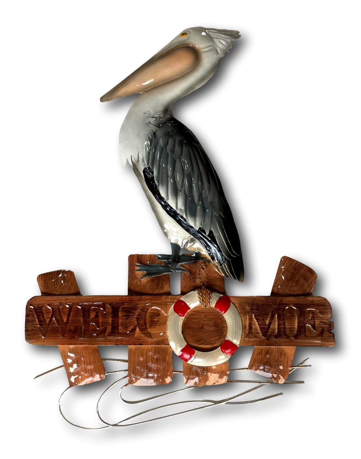 Pelican Welcome Sign Wall Art - Handmade Metal Art