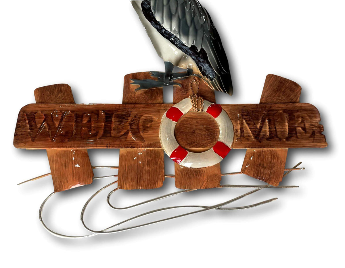 Pelican Welcome Sign Wall Art - Handmade Metal Art
