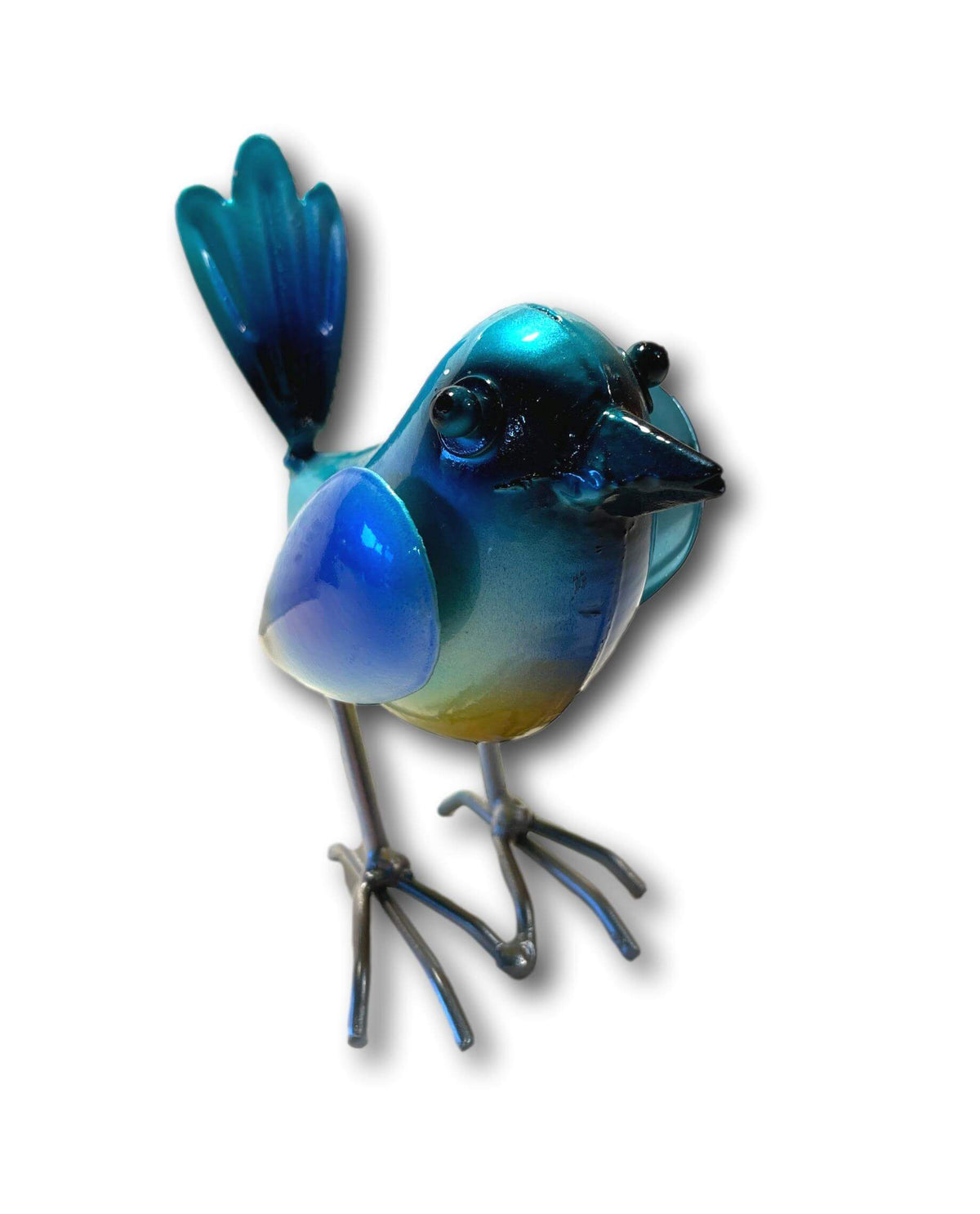 Small Colourful Vibrant Blue Wrens - Handmade Metal Art (4X Or 8X)