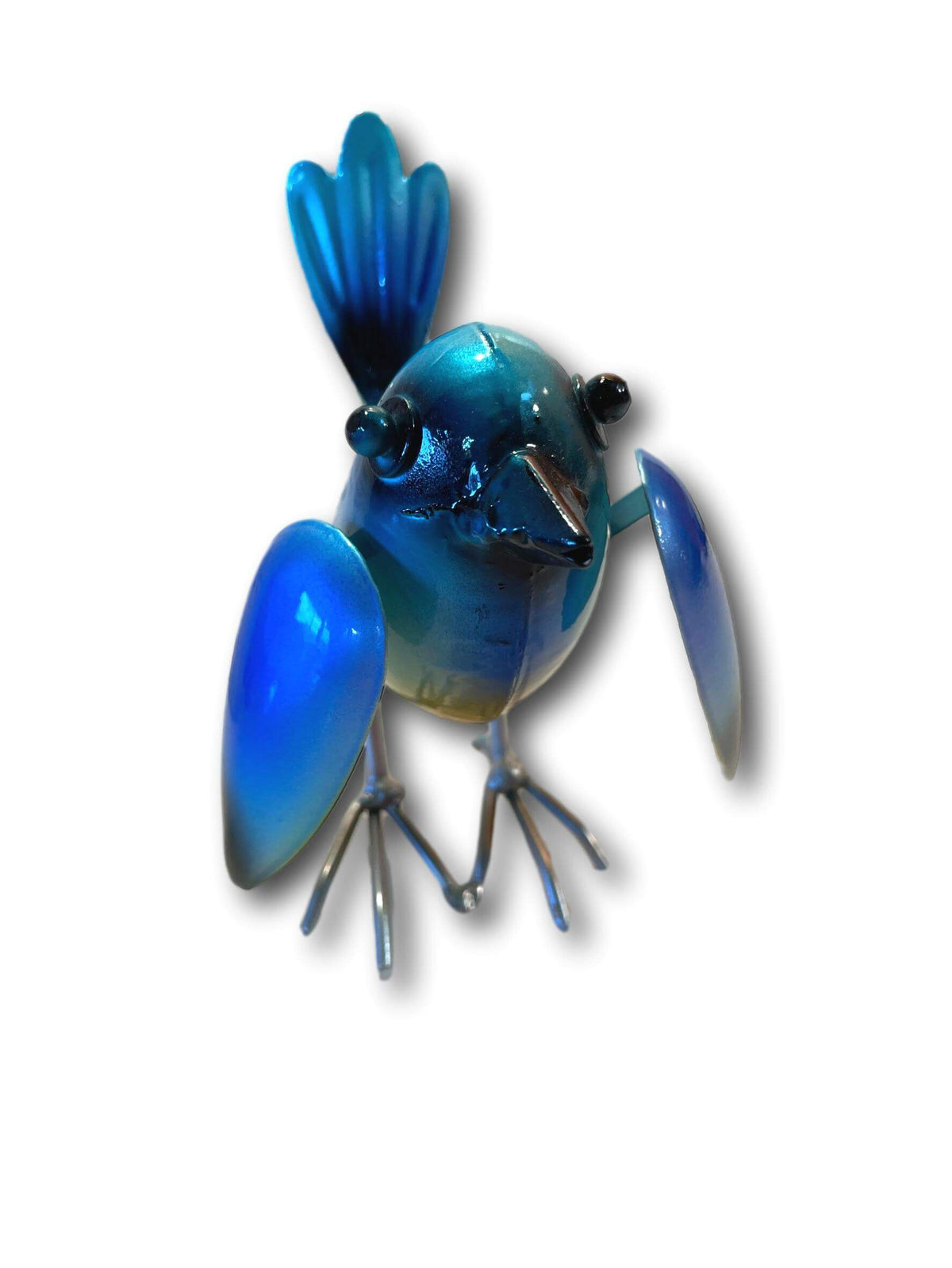 Small Colourful Vibrant Blue Wrens - Handmade Metal Art (4X Or 8X)