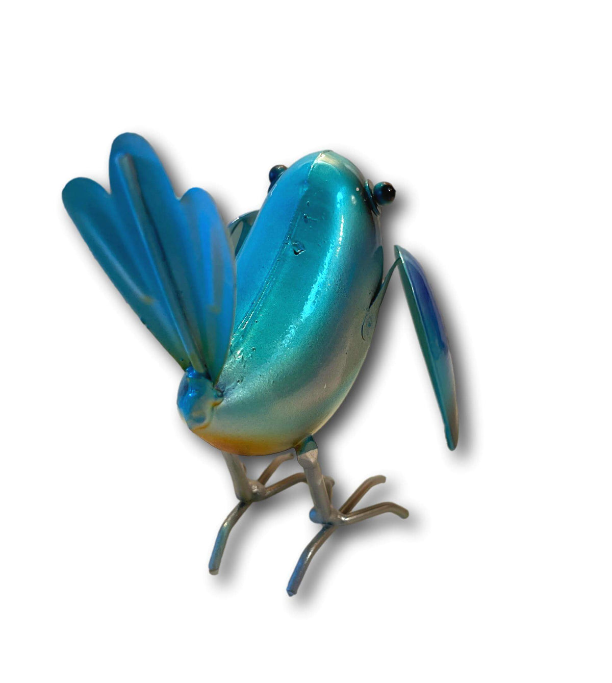 Small Colourful Vibrant Blue Wrens - Handmade Metal Art (4X Or 8X)