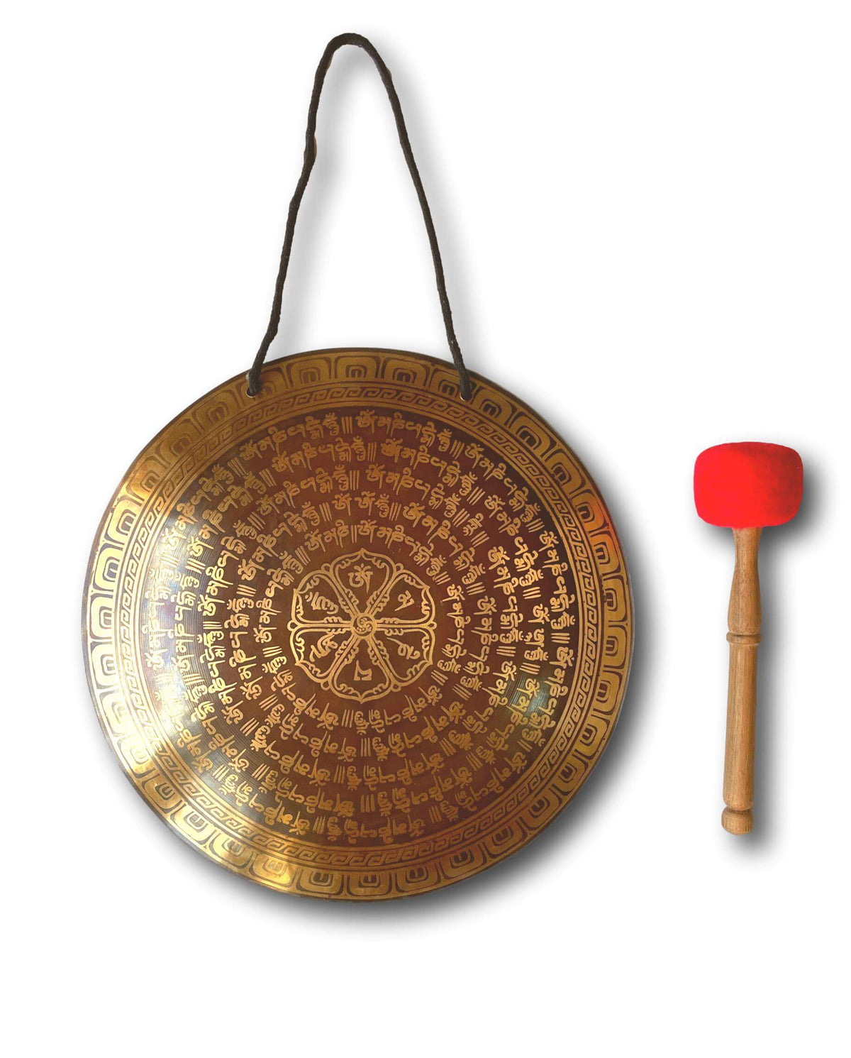 Genuine Buddhist Gong, Om Mani Padme Hum Mantra - Handmade In Nepal