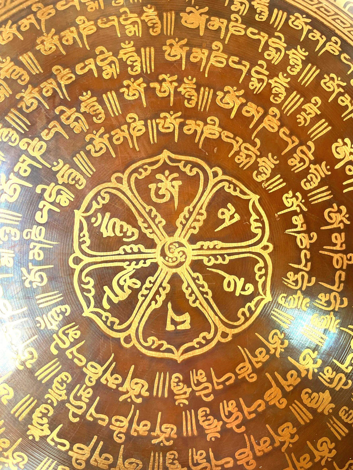Genuine Buddhist Gong, Om Mani Padme Hum Mantra - Handmade In Nepal