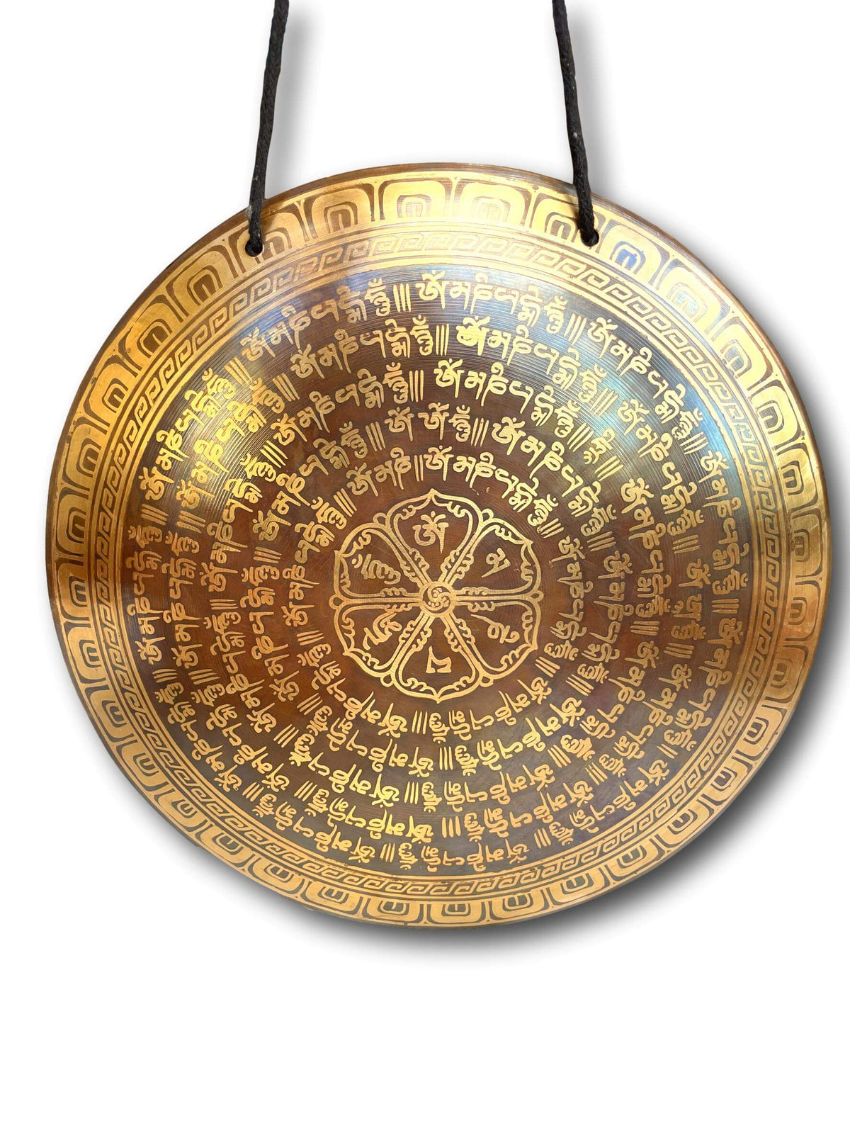 Genuine Buddhist Gong, Om Mani Padme Hum Mantra - Handmade In Nepal