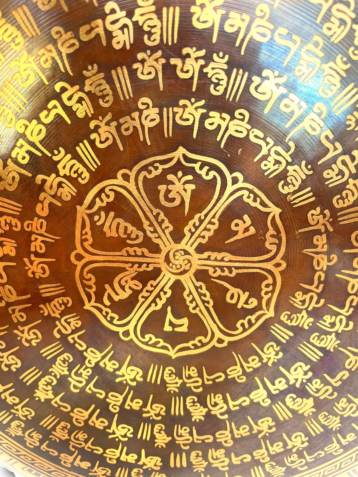 Genuine Buddhist Gong, Om Mani Padme Hum Mantra - Handmade In Nepal