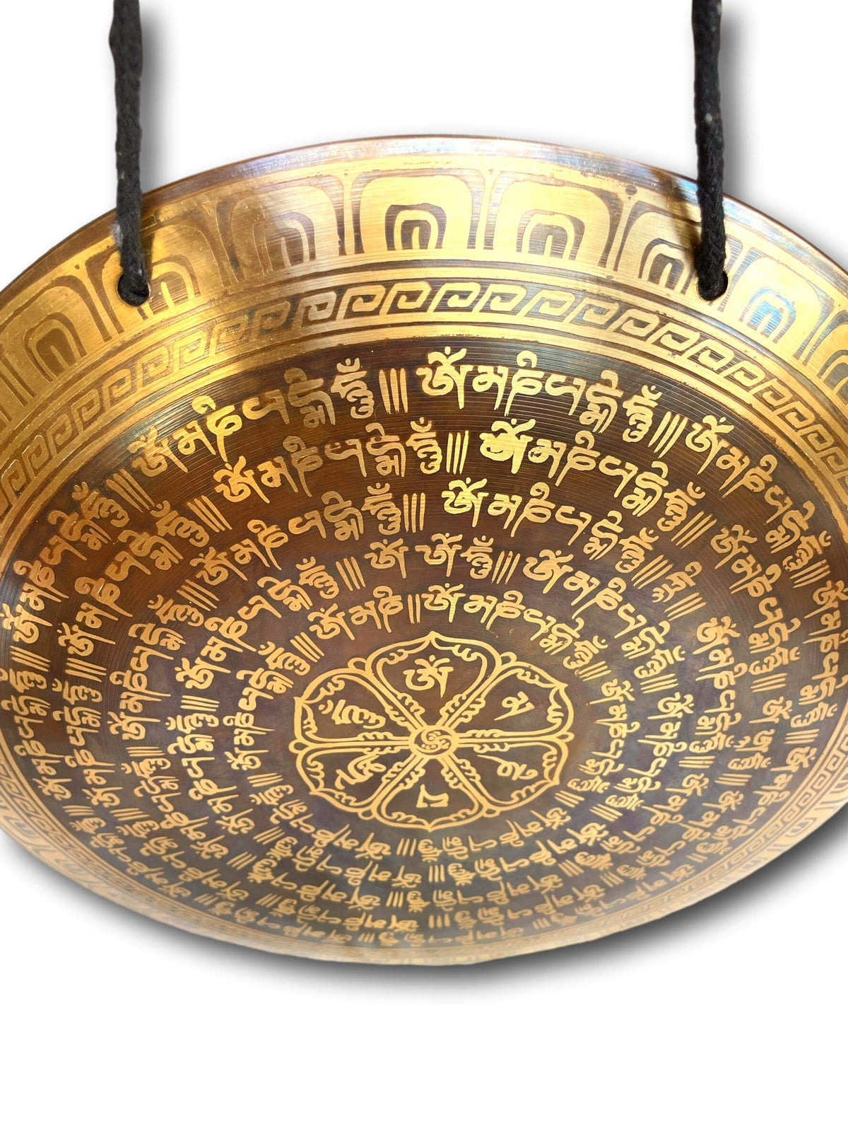 Genuine Buddhist Gong, Om Mani Padme Hum Mantra - Handmade In Nepal