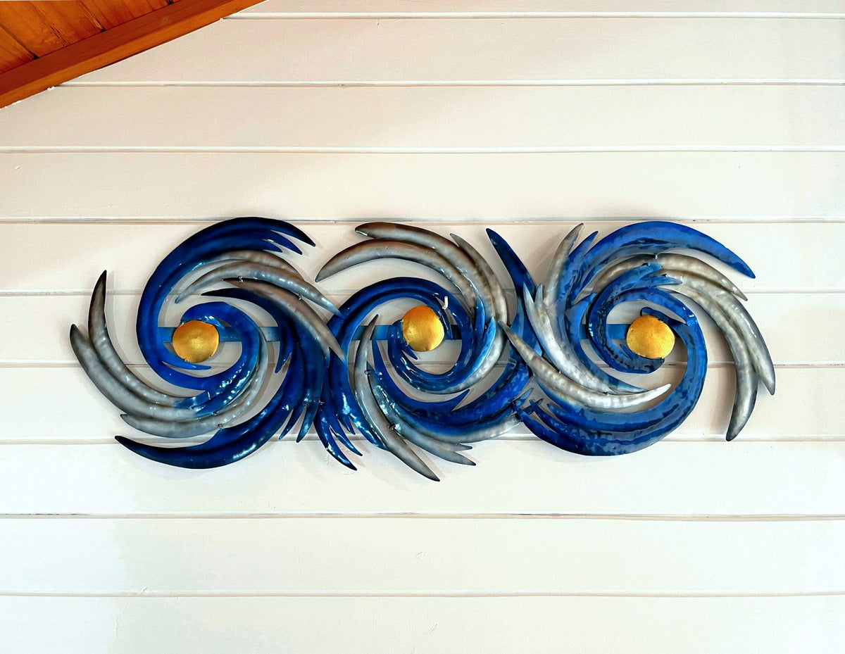 Ocean Waves Wall Art - Handmade Bali Metal Art