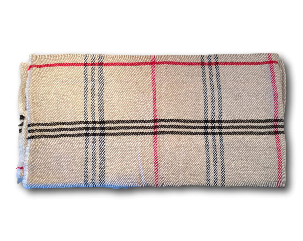 Large Burberry designed Style Cashmere Blanket - Handmade In Nepal 242x145cm