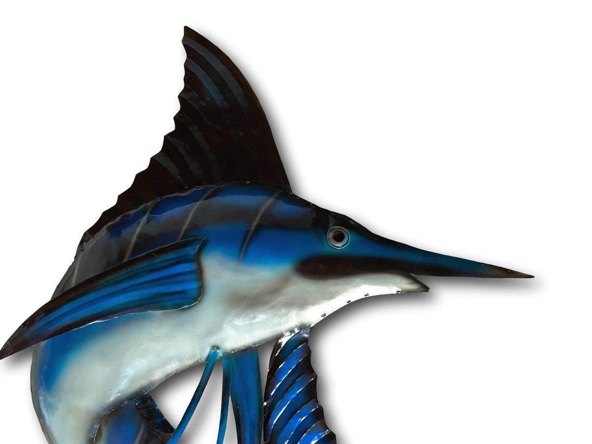 Blue Swordfish Wall Art - Handmade Bali Metal Art