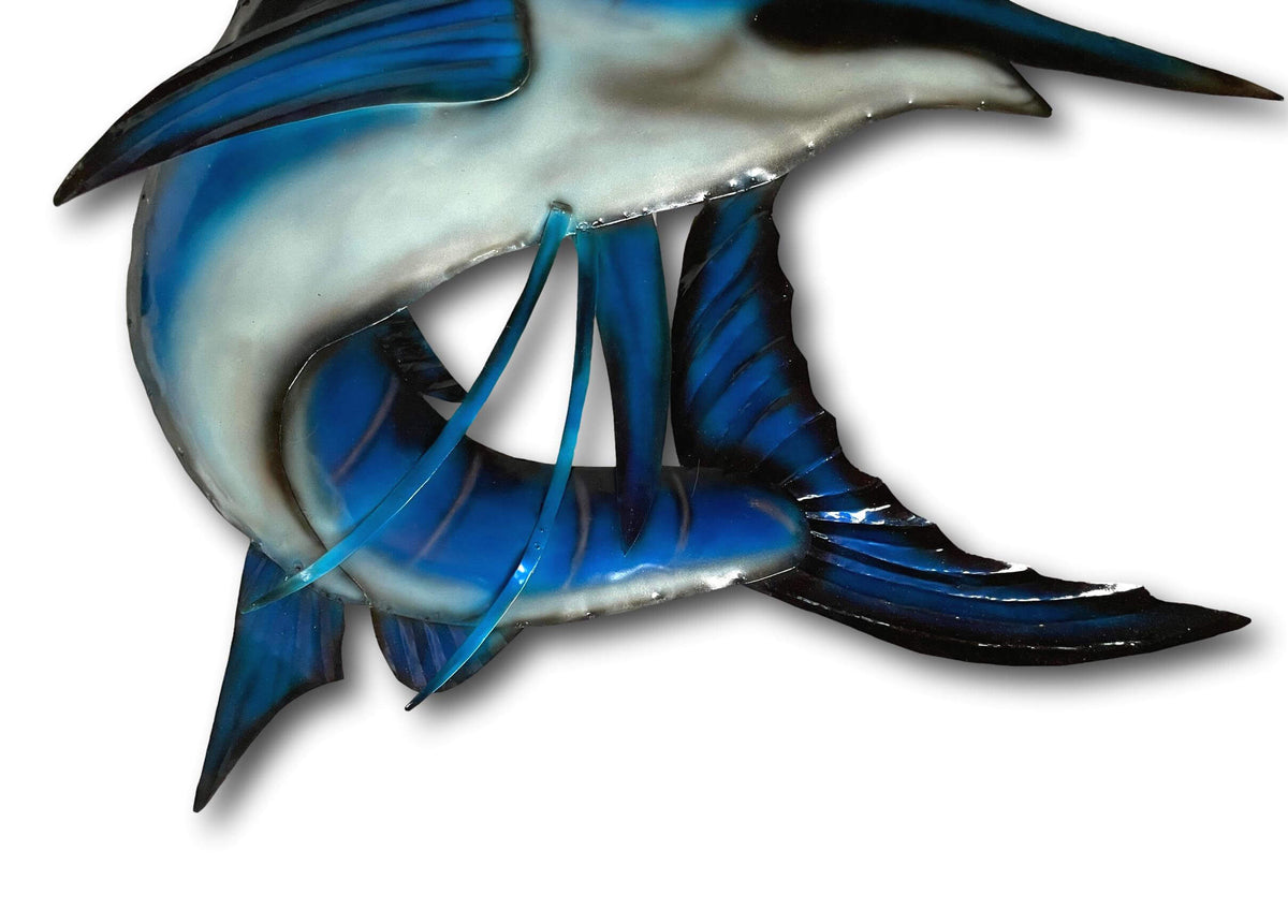 Blue Swordfish Wall Art - Handmade Bali Metal Art